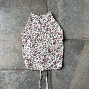 Garage Sweet Cream Floral‎ Ditsy Strappy Back Halter Top Size M Stretchy Y2K NWT